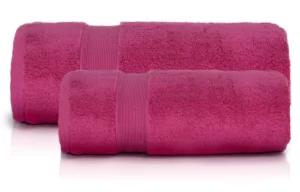 2szt KOMPLET RĘCZNIKÓW PREZENT grube róż fuksja