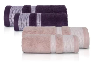 4x ZESTAW ręczników kąpielowych PREZENT róż fiolet