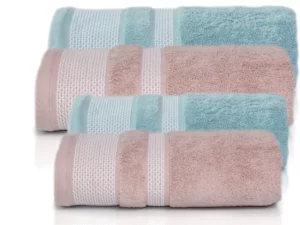 4x ZESTAW RĘCZNIKÓW prezent 550g GRUBE róż turkus